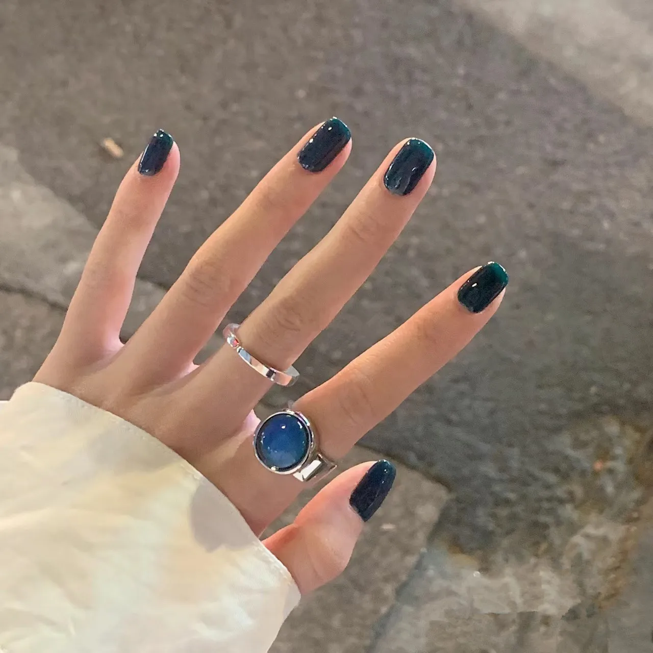 Foretrend new  French Coffin Nail Medium ballerina artificial reusable stick false press on nails for salon hot