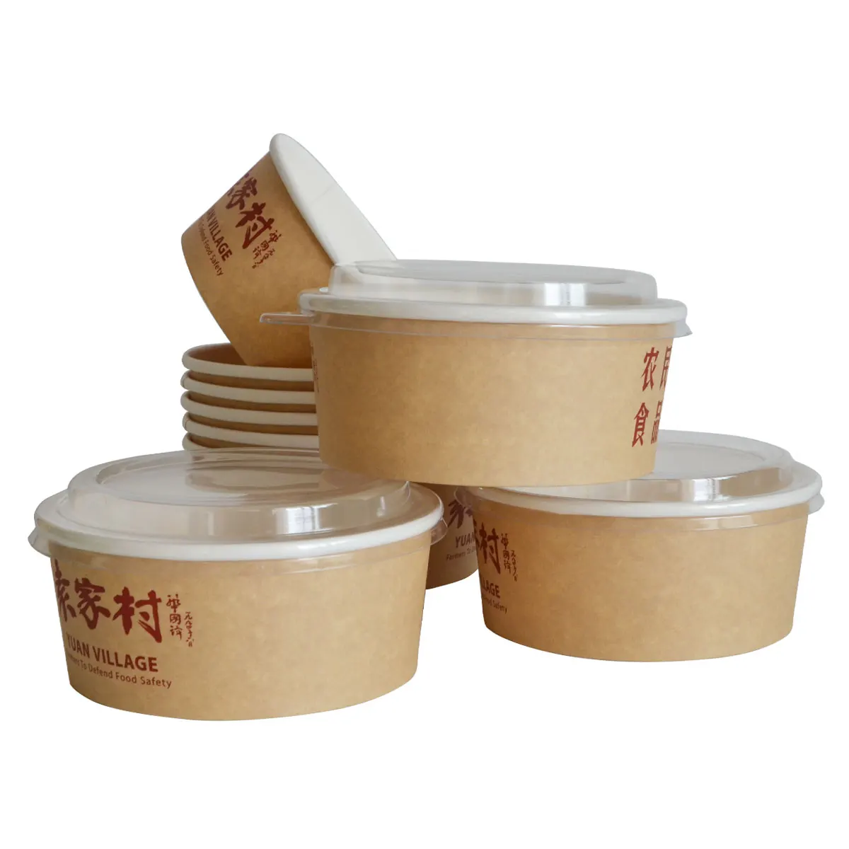 HeePACK Best selling Biodegradable Kraft Paper Cup disposable Paper Tub/Bowl With Paper Lid and plate