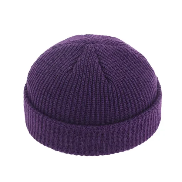 Unisex Winter Ribbed Knitted Cuffed Short Acrylic Melon Cap Casual Solid Color Skullcap Baggy Retro Ski Adult Beanie Hat