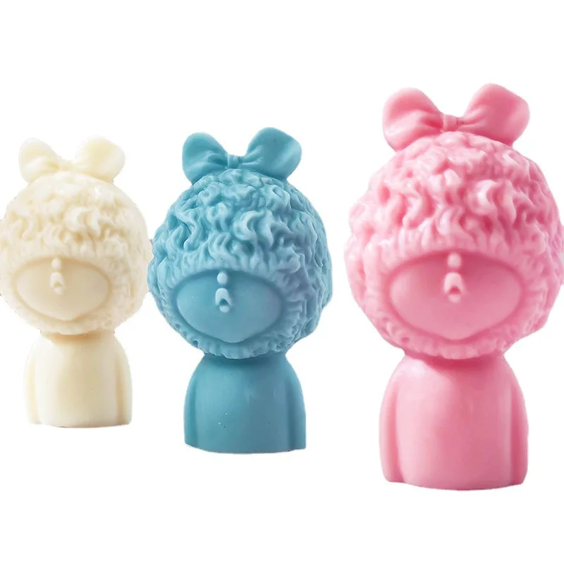 C214   Cute Dudu Mouth Girl Candle Mold Handmade Aromatherapy Candle Ornament Cute Doll Mold