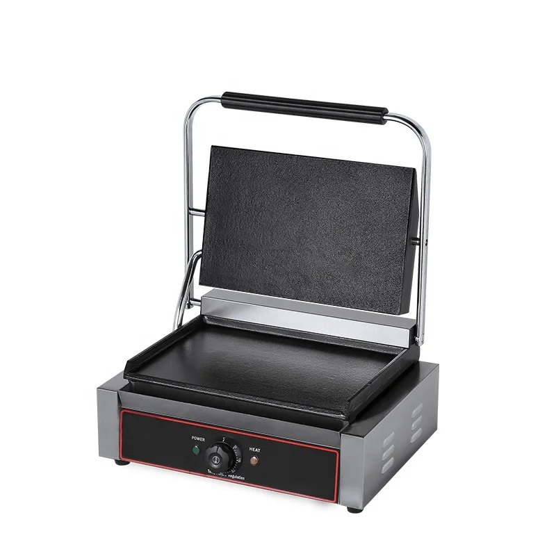 
Commercial Kitchen Use Breakfasr Making Double Contact Grill Customized Cast Iron Electric Panini Press Grill 