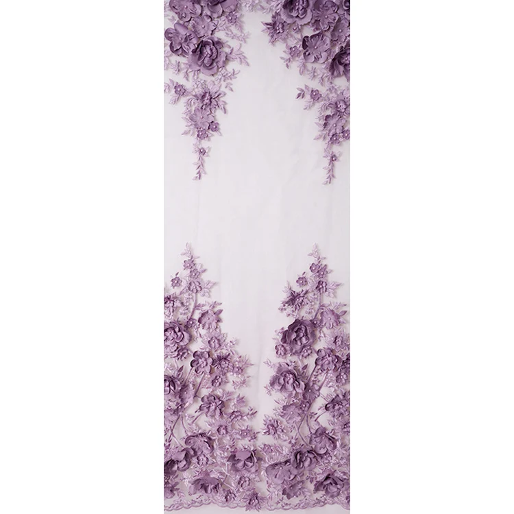 MX108 3D Floral Tissus Textile Accessories Garments Tulle with Embroidery Laces Material Women 3D Flower & Beads Embroidery Lace