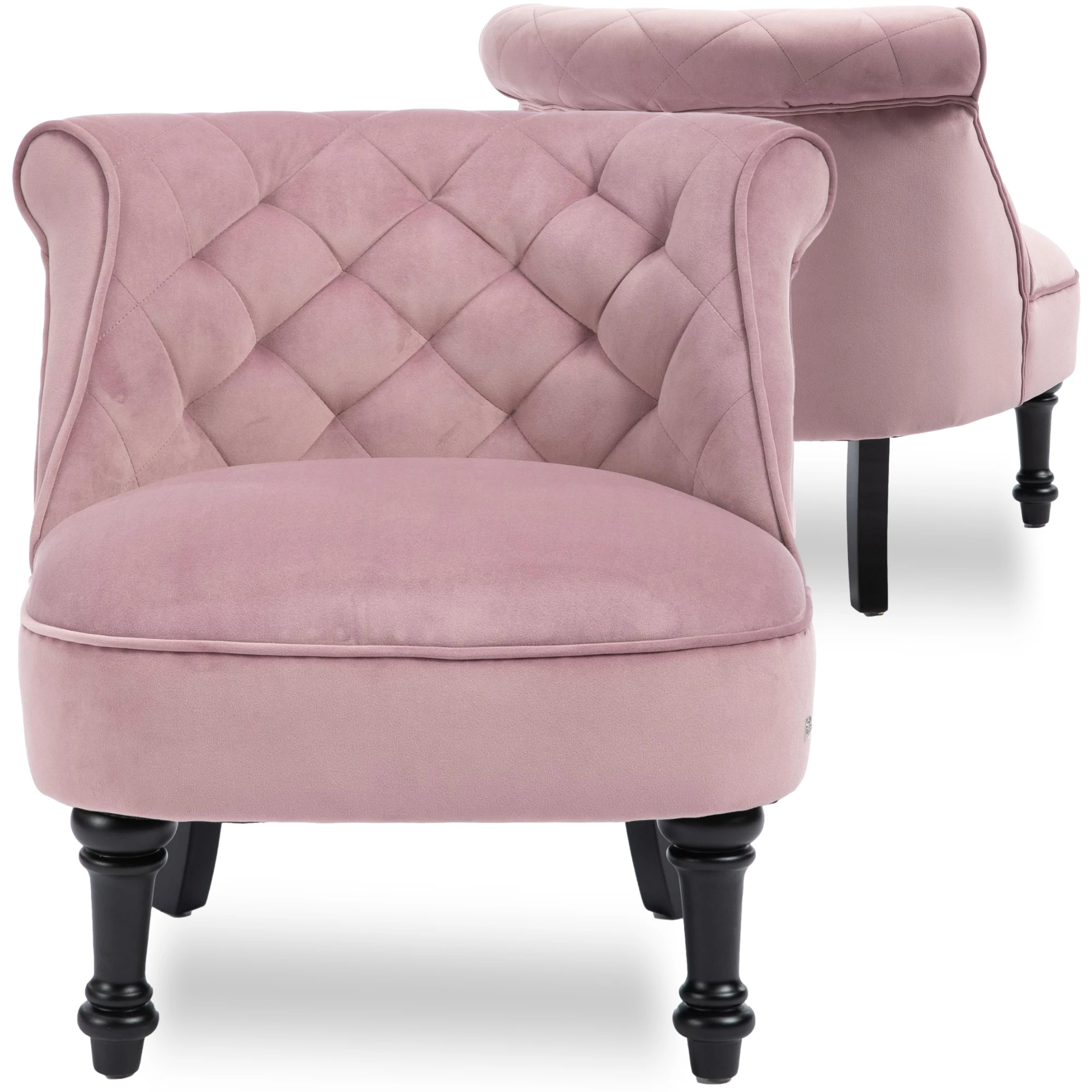 Classic Pink Velvet Upholstered Solid Wood Living Room Accent Chair
