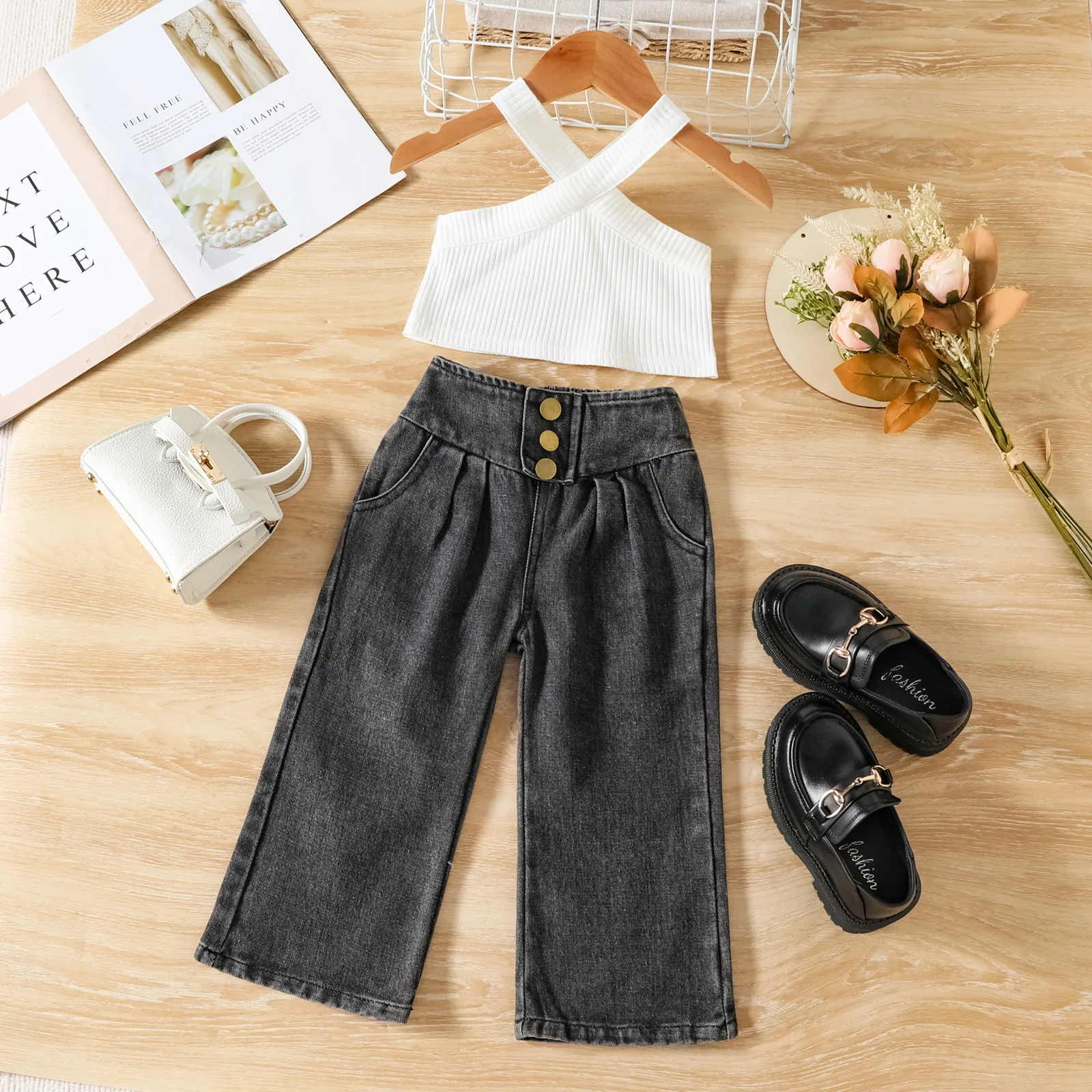 2024  Kids Summer Clothes Sleeveless Vest Tops Denim Pants Jeans 2PCS Clothing Sets