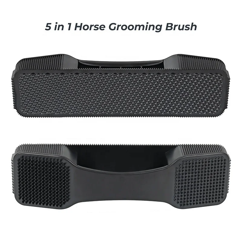 5 in 1 Plastic Horse Care Set with Custom Logo Includes Mane & Tail Brush Scraper Curry Comb