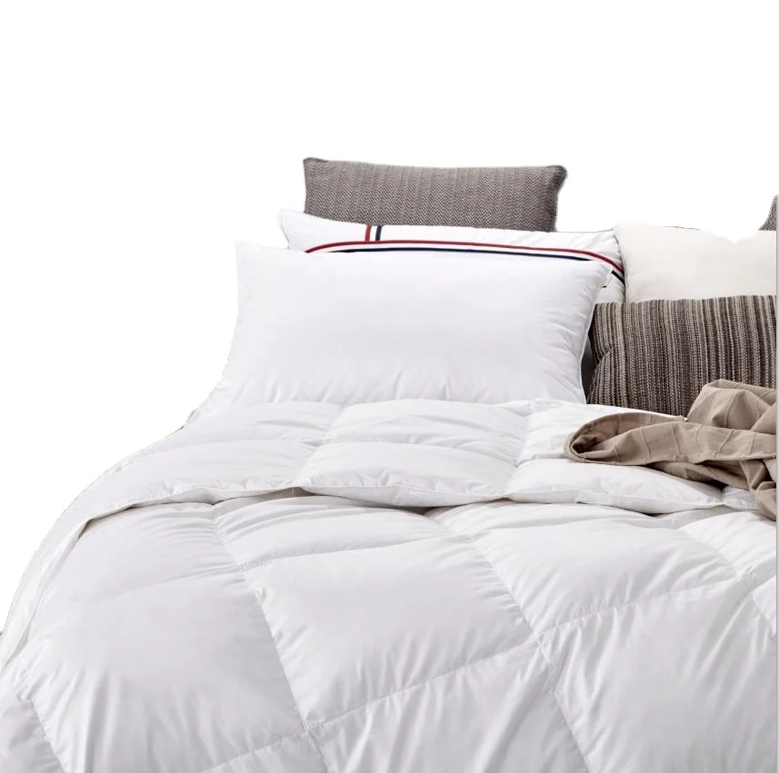 Eco Friendly 100% Fine Cotton Fabric 90% White Goose Down Single Bed Quilt Super Cozy Warm For Hotel Home