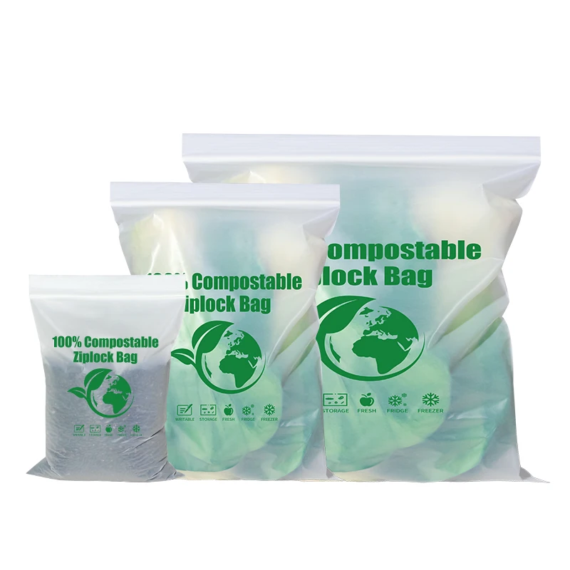 AIUDO Self Seal Compost Zip Lock Corn Starch Bio Plastic Ziplock Pouch Packaging 100 Compostable Food Storage Bags