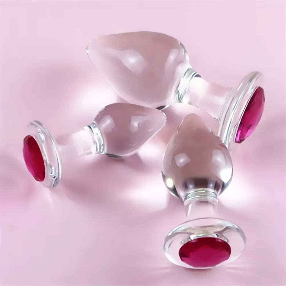Intimate Glass Anal Sex Toys with Crystal Jewelry Smooth Touch Butt Plug Anal Bead Anus Dilator Anal Toys for Male Men Women