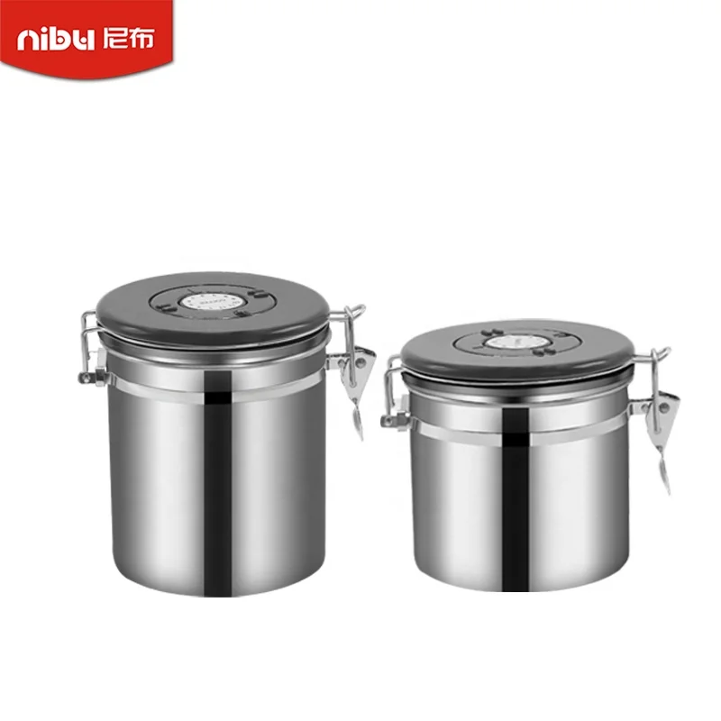 Nibu wholesale food container 304 Stainless Steel Seal Can Sealed Coffee Beans Can Stainless Steel Vacuum Seal for Home Office