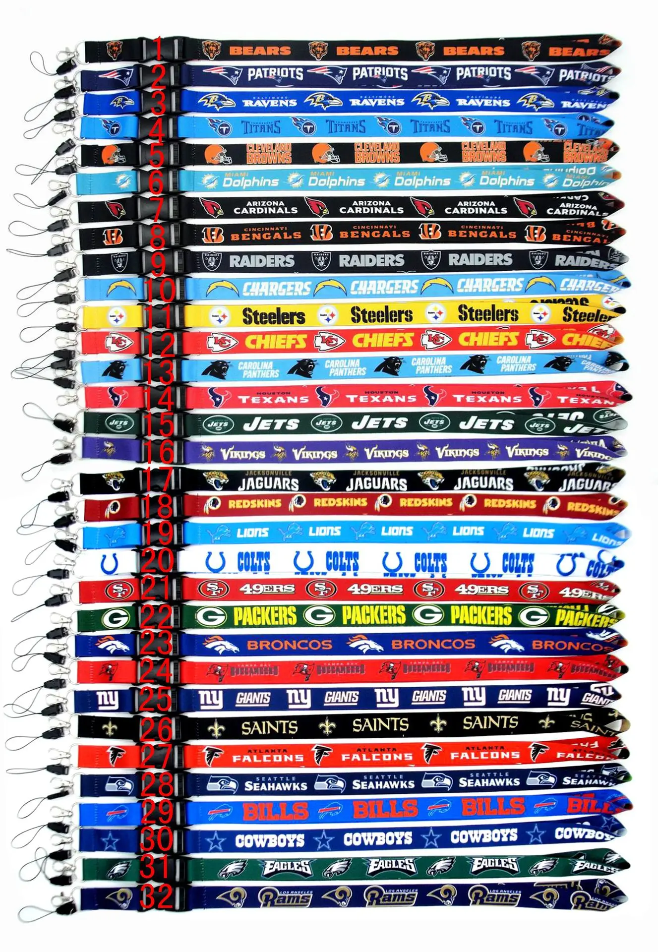2022 Hot Sales NFLLs US Football Team Sports Fashionable Lanyard  All 32 Teams Silk Material Key Chains