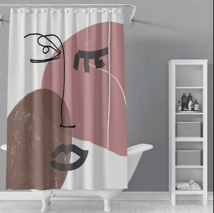 Cute Design Windows Home Decors 100% Polyester Bath Shower Curtain Fabric Woven Plain shower curtains