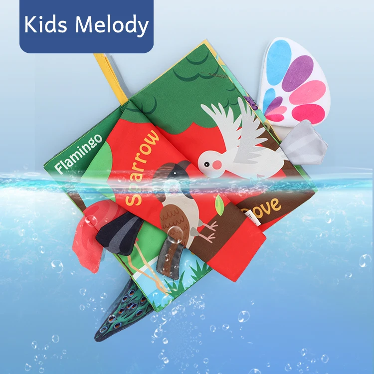 Amazon hot selling bird tail Animals story book baby soft Fabric cloth book for Baby toy