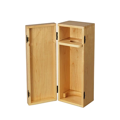 custom logo Wood color flip silk print luxury single bottle packaging corrugated box case gift wood wine box