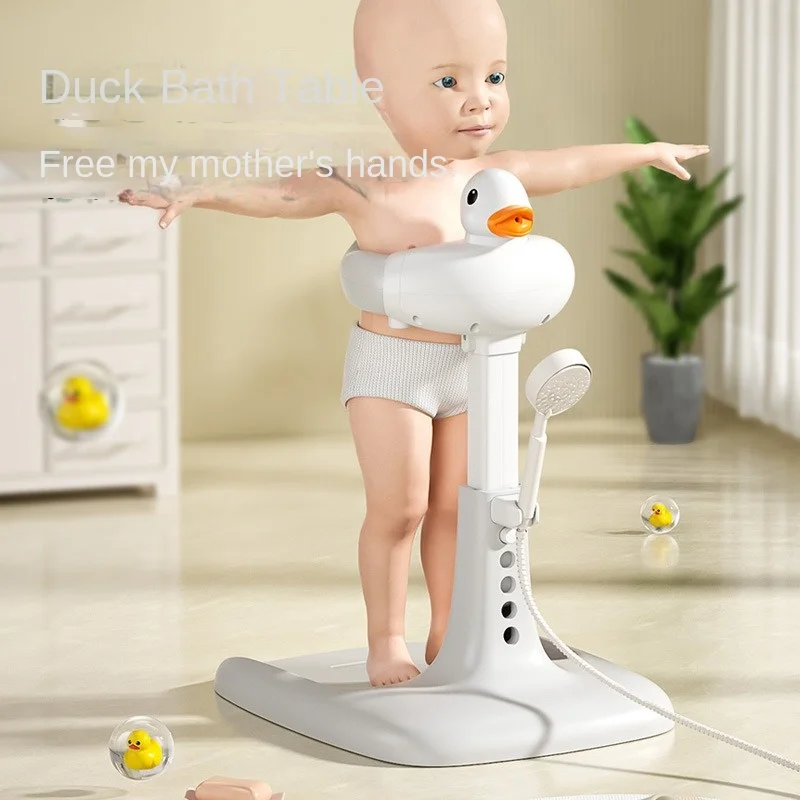Safe Adjustable Baby Hug Bath Tower For Standing Toddler Shower Stand Free Mother Hands