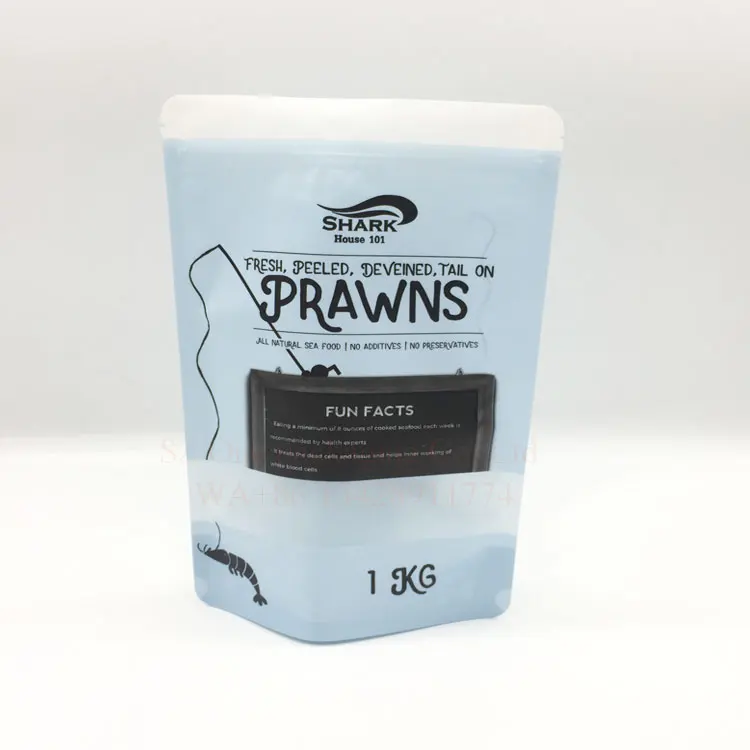custom digital gravure print stand up 1kg 250g shrimp crackers prawn bacon sachet bag snack frozen food packaging zipper bag