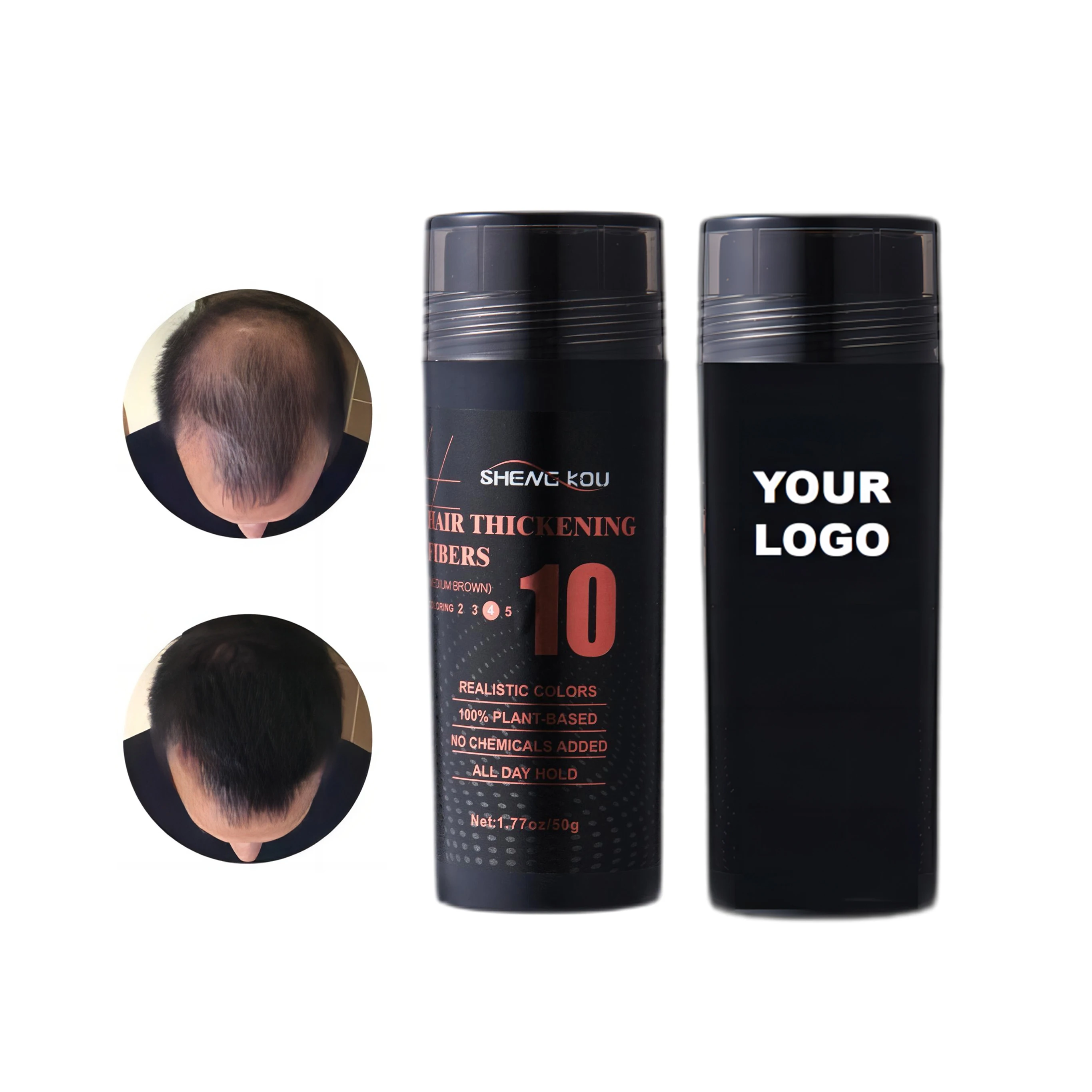 Custom logo thickening hair fiber 100% plant-based hair keratin fiber brown black hair fiber for men