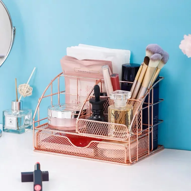 Rose Gold Desk Organizers and Accessories, Desk Supplies Organizer, Home Office Organizer