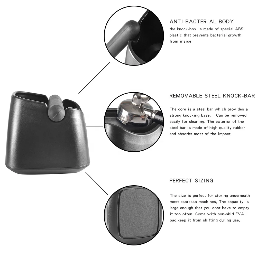 Coffee Accessories ABS Plastic Mini Knock Box Espresso Dump Bin Espresso Coffee Knock Box