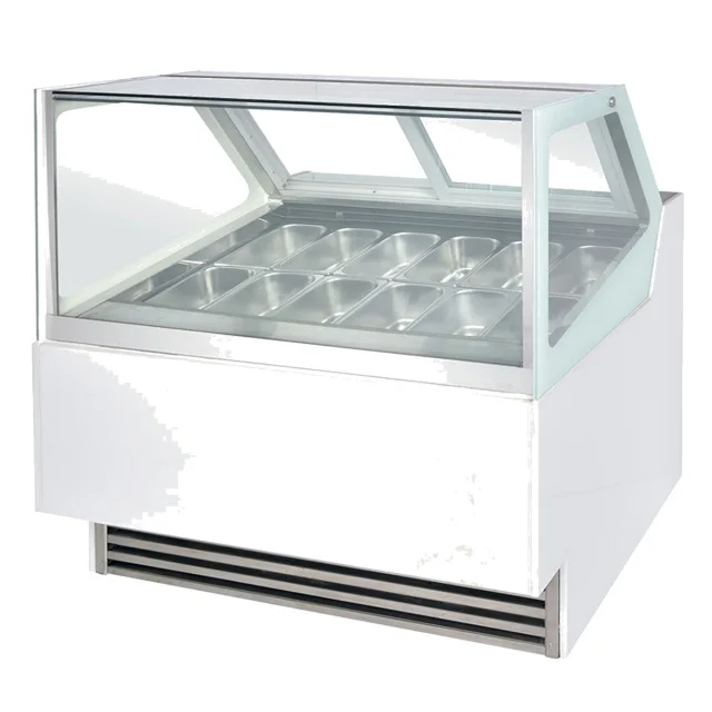 
Curved Glass Gelato Showcase Ice Cream Display Freezer / Ice Cream Display Refrigerator 