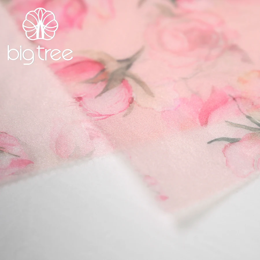 Hot Sale Dubai Super Light Rose Flower Printed Crepe Sheer Sparkle Organza Satin Tulle 100% Polyester Fabric for Dress Shirt