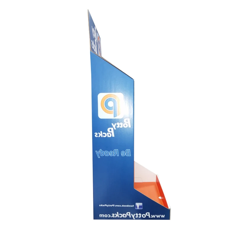 Custom Corrugated Paper Card Cardboard POP Counter With Peg Hooks Display Stand