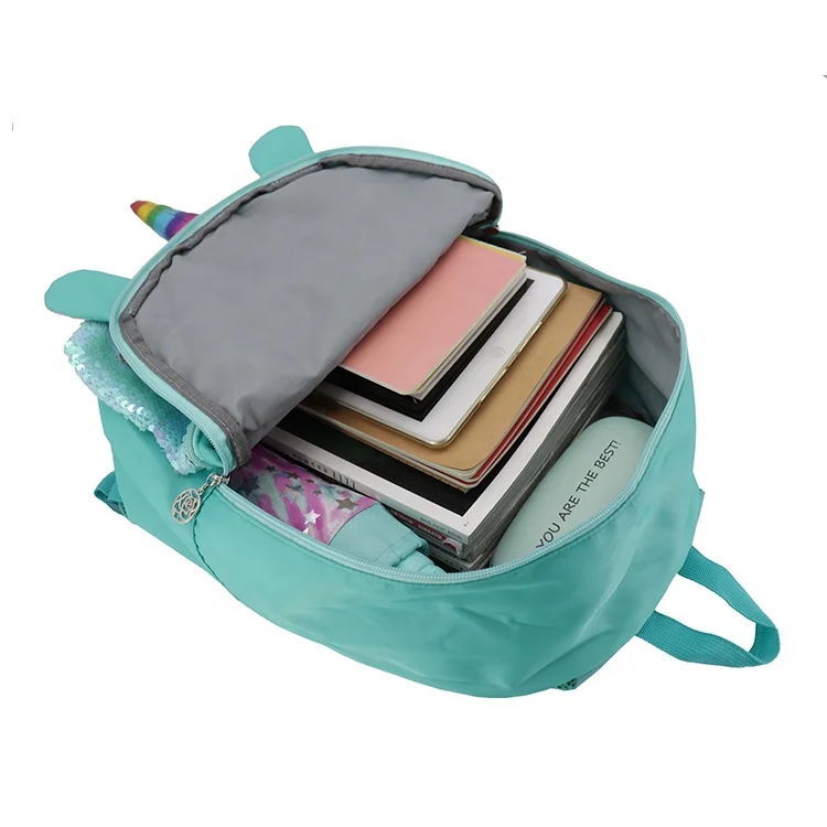  Оптовая продажа на заказ с изображением милых животных Back to Единорог Mochila школьный детский рюкзак пайетками комплект сумкой для девочек Bolsos