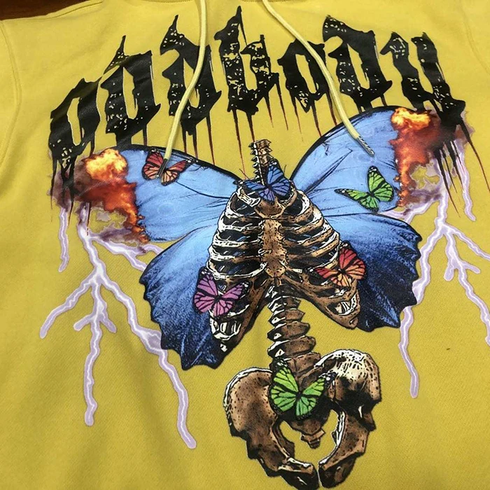 huili low moq custom foam print graphic hoodie men thick 3d puff print cut dege cropped raw hem hoodies