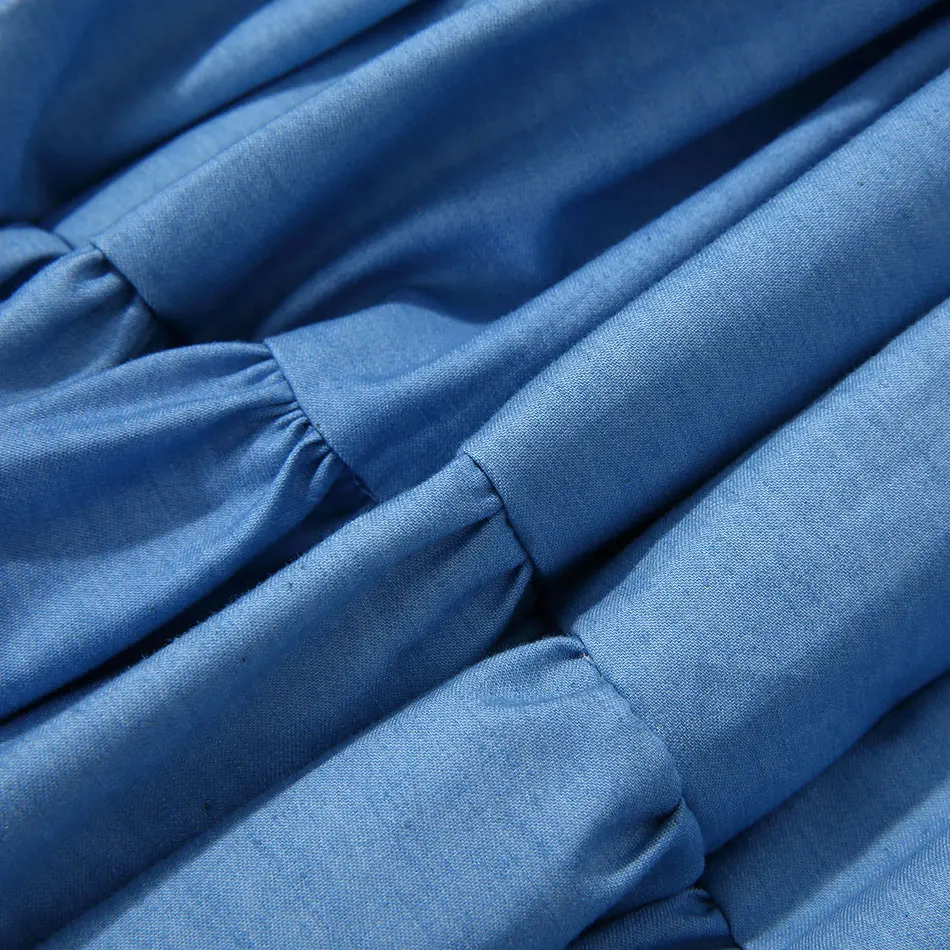 KAPU Boutique cotton toddler girl long pleated denim skirt baby girl jean skirt