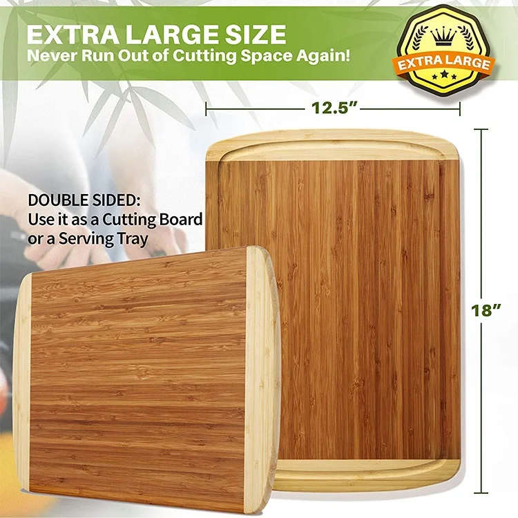 High Quality Wooden Cutting Board Kitchen Bamboo Chopping Board Multifunctional  Wood Butcher Block With Juice Groove