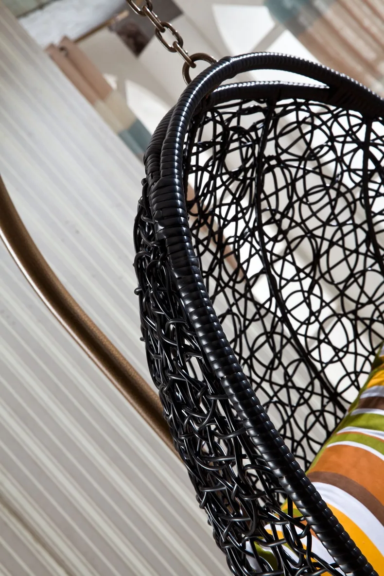 Hot Sale Hanging Basket Chair Indoor Outdoor Furniture Garden Balcony Metal Frame Hemisphere Chair PE Rattan Single Swing Chairs