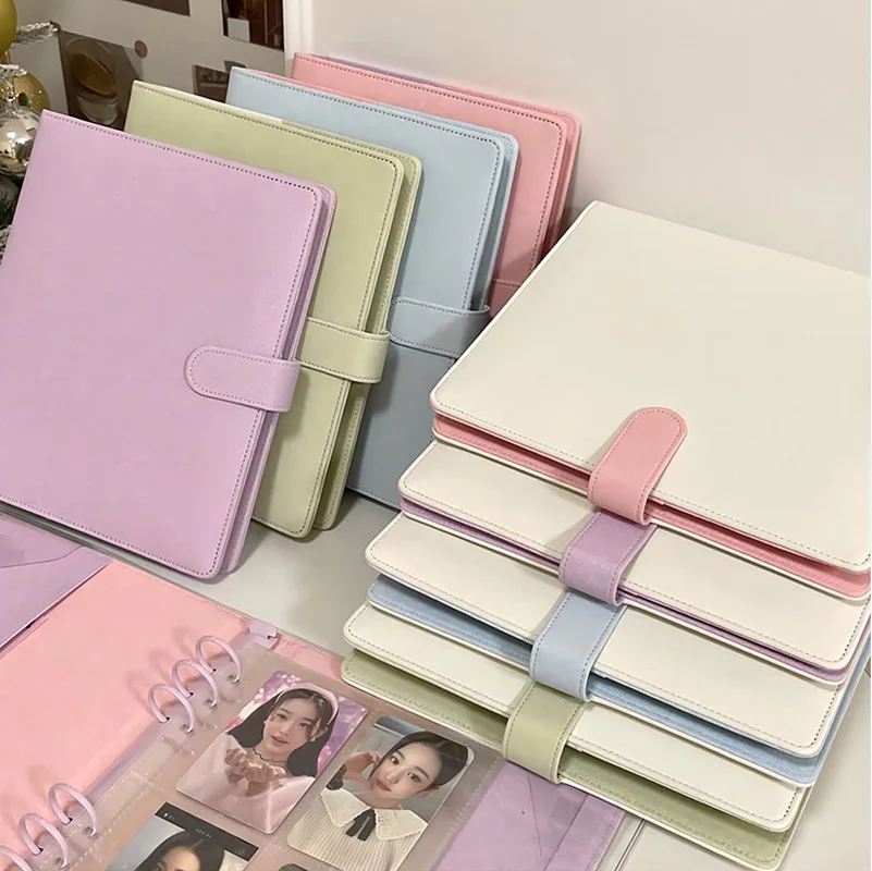 6 Ring Starry Sky Glitter Pattern Composition Book Card Holder Shell Widen Style Block Color Wedding A5 Pu Leather Budget Binder