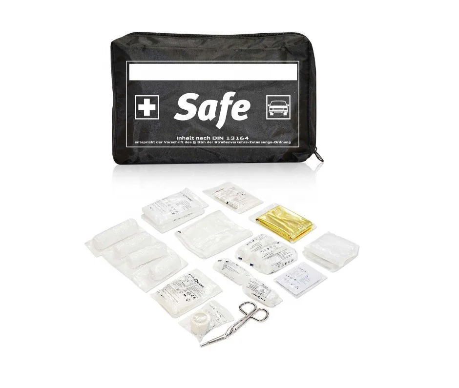 Good Quality Black Essential items First Aid Kit Car Kit Square Soft Bag Auto Mobile Kit Custom Logo for Outdoor Emergency