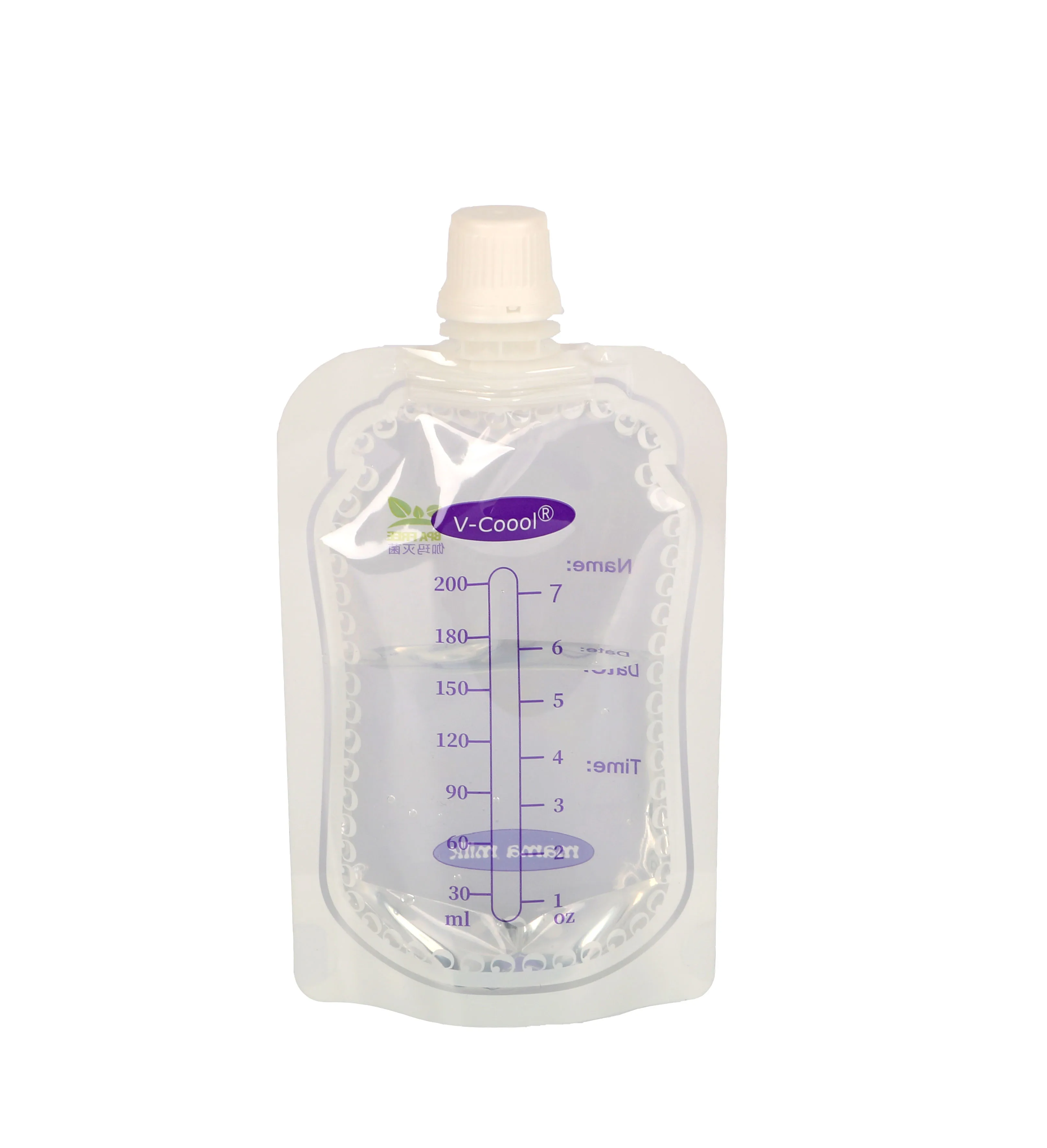 Custom Printed Stand Up Transparent Plastic Spout Pouch Milk Beverage Liquid Storage Packaging Bag