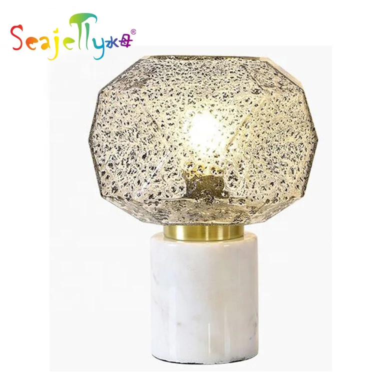 
2020 New designer e27 black white restaurant hotel home bedroom decorative glass marble luxury nordic led table lamp 