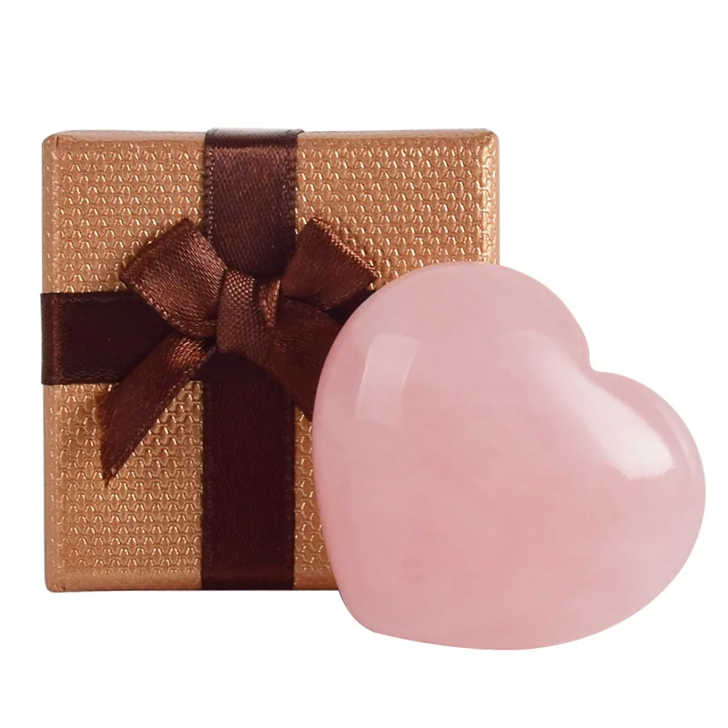 Semi-precious Stone Crafts roller rosenquarz Lucky stone heart gemstone