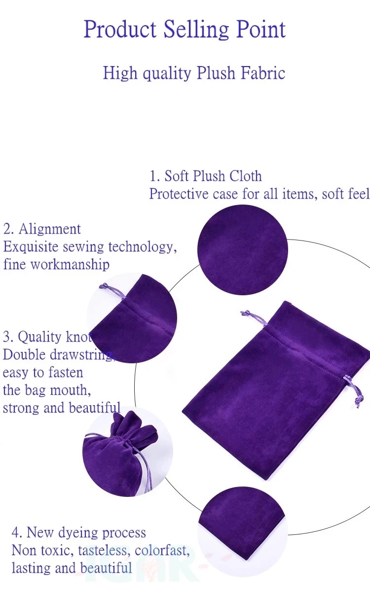 Flannel Jewelry Bracelet Packaging Ribbon Drawstring Chic Velvet Pouch for Wedding Favor Gift Bags Packing Storage Jewelry Pouch