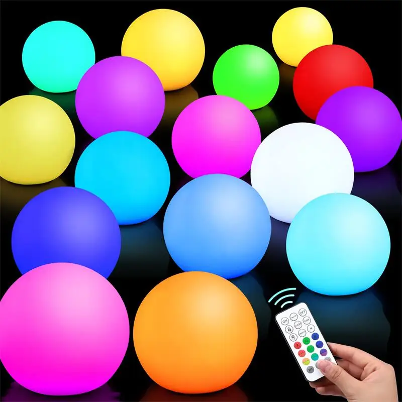 DJTSN Swimming Pool Toys Flashing Beach Ball Glow 16' LED 13 Colors Changing Inflatable Floating Light Up With Remote
