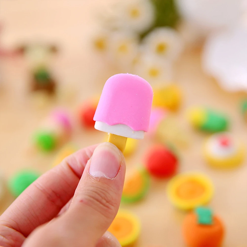 Factory High Quality Custom Logo 3d Eraser TPR Fancy Food Shaped Rubber Eraser For Children