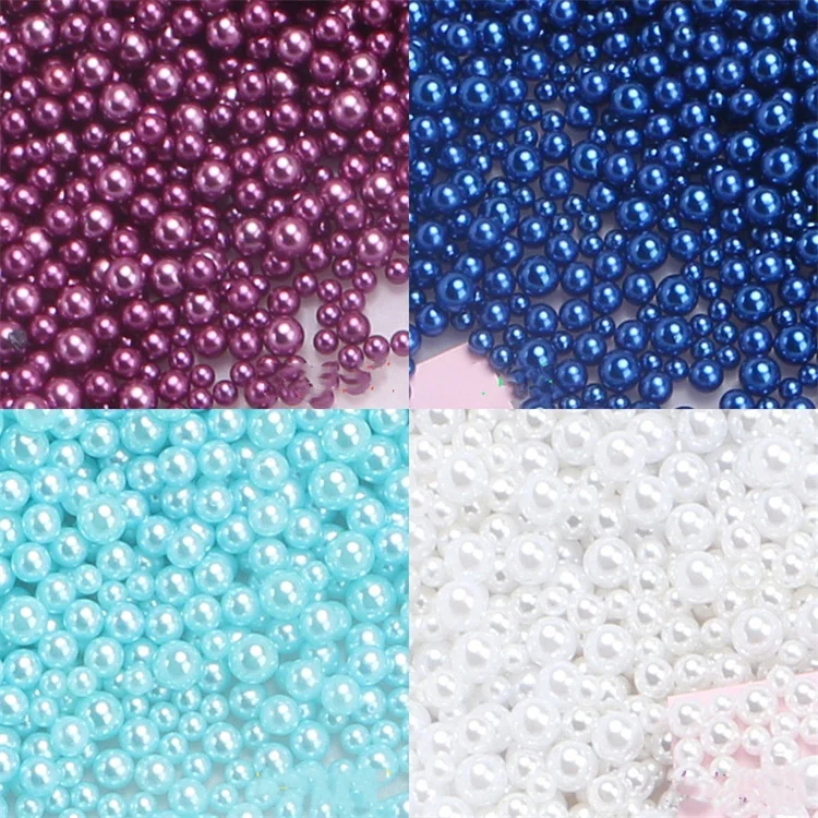 
Mixed color non-porous round artificial resin pearl DIY crystal glue, used for handicraft decoration slime accessories 