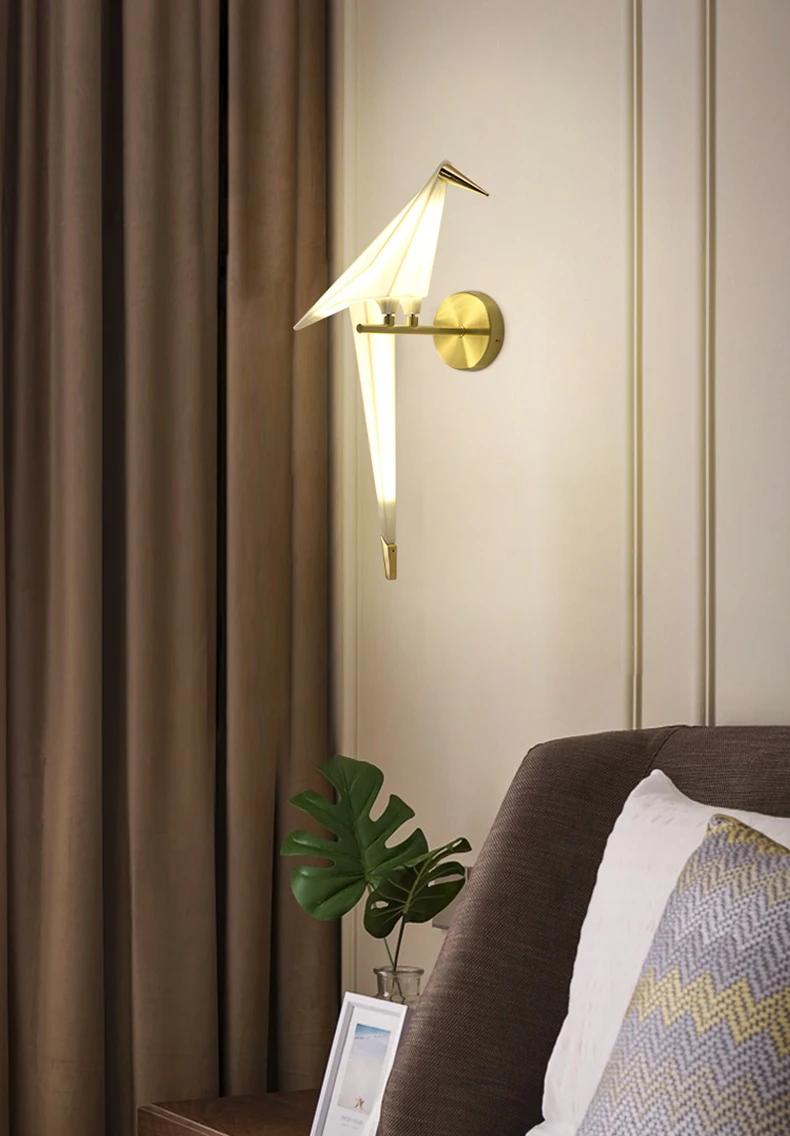 IP20 iron led indoor decorative design wall mounted reading lamps nordic led origami single bird shape wall lamp decorative