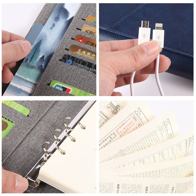 cool magnet ecofriendly pen holder 3 ring conference color change hardcover notebook printing with charging charger