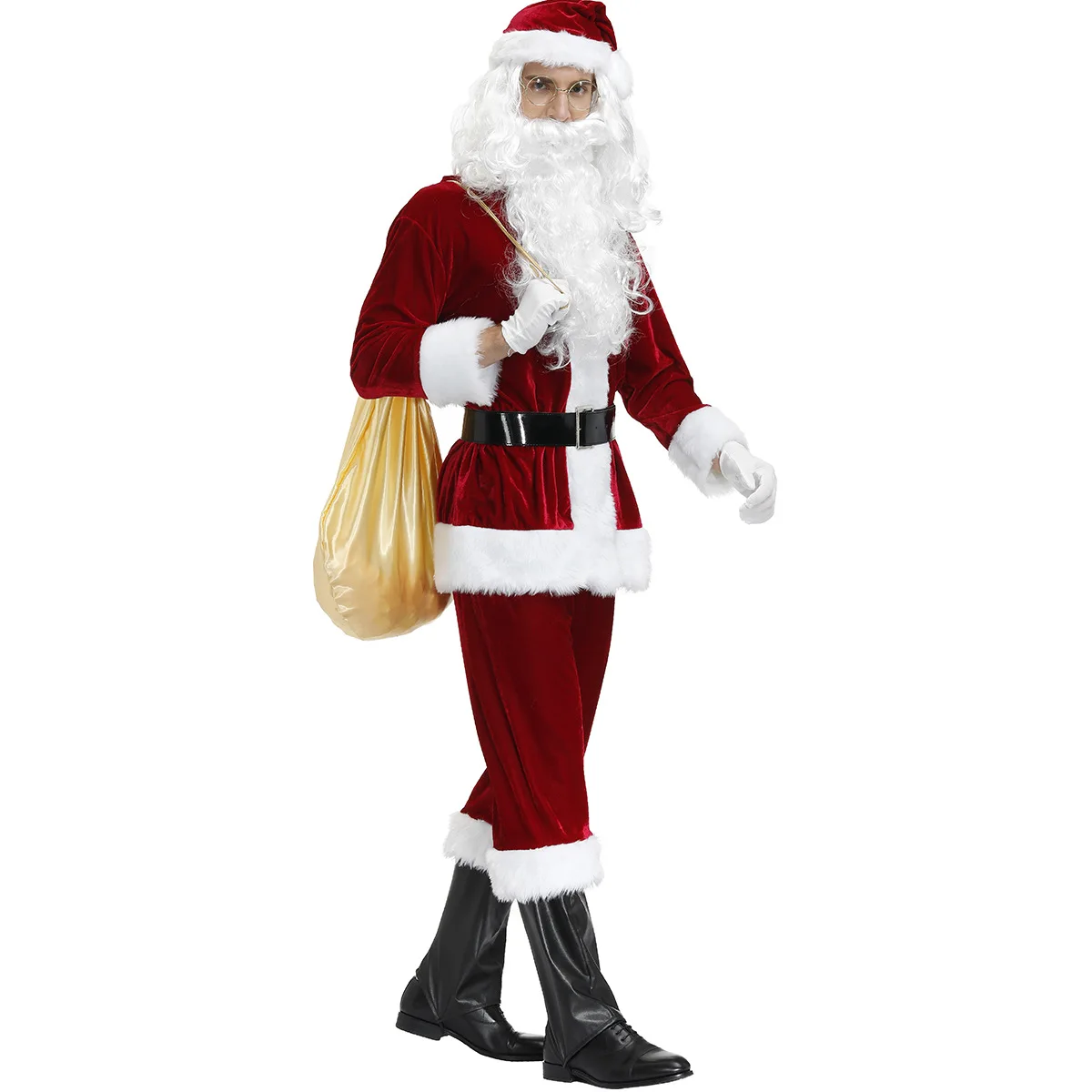 2021 autumn and winter warm and thick adult Santa Claus costume baby big red Halloween Santa Claus costume set hot sale