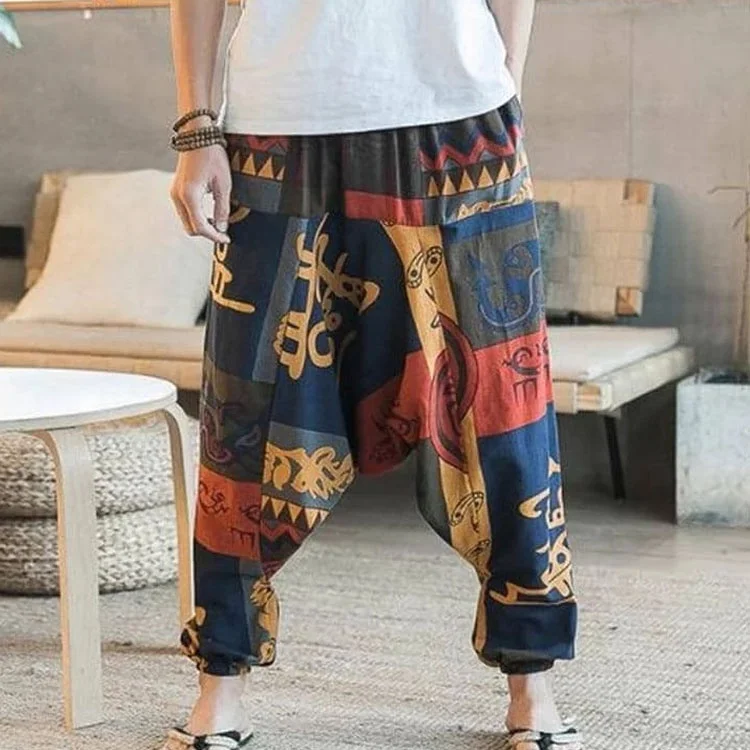Wholesale good price new fashion custom printing elastic waist boho sweatpants harem pants for men