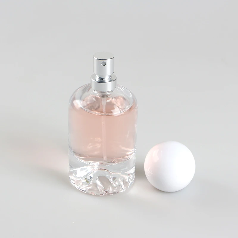 Mountain bottom design 100ml Wholesale round Fragrance Empty Perfume Bottle with crimp spray pump