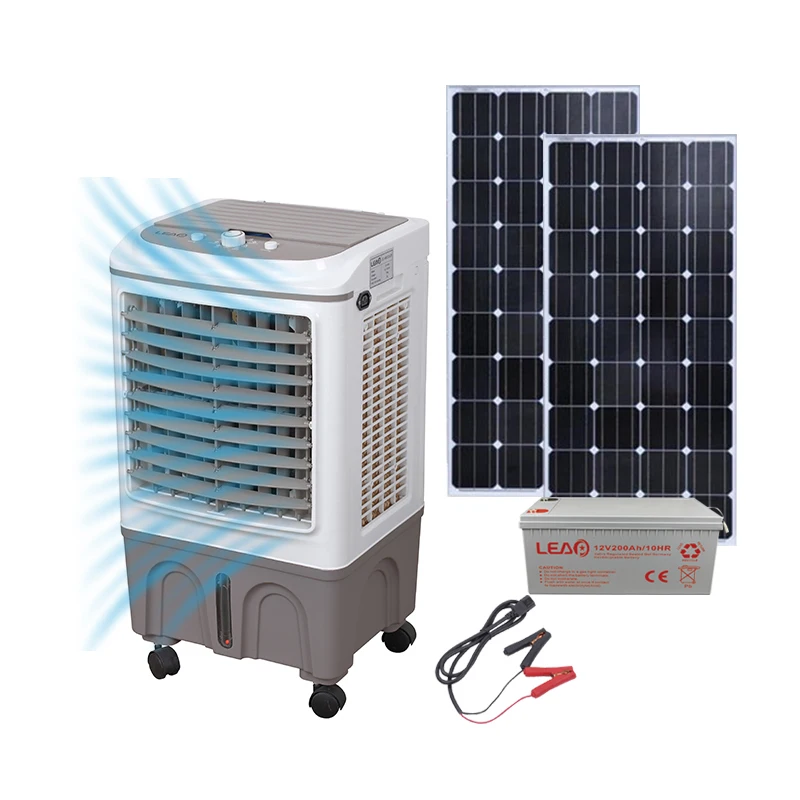 Outdoor Gray 70W DC 12/24V 3 Speed Wind Adjustable Air Cooler Fan with 30L Water Tank and Wheel