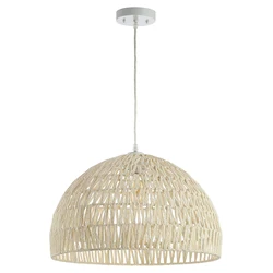 Modern Woven Rattan/Iron LED Pendant Light Farmhouse Adjustable Kitchen Island Chandeliers & Pendant Lights