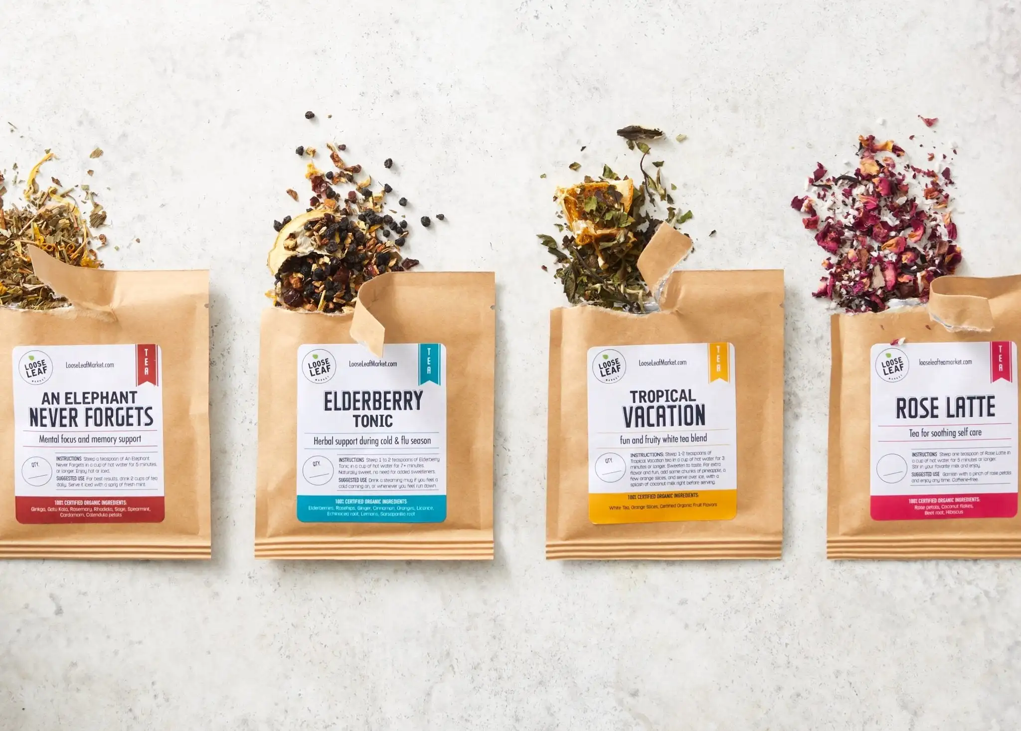 Biodegradable Eco Friendly Kraft Paper Tea Pouch Tea Leaves Packaging Bags