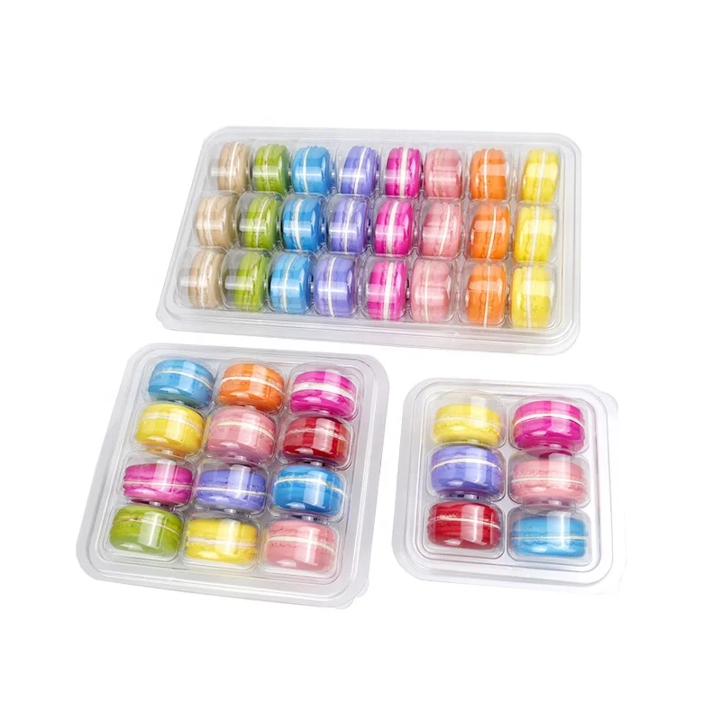 6 12 24 Macaron Blisters Tray Clear Plastic Macaroons Clamshell Packaging Box
