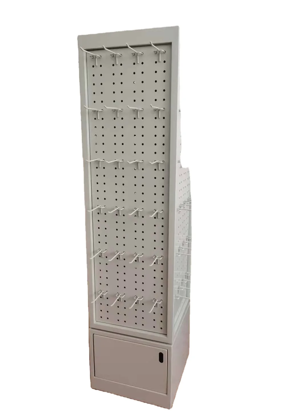 Retail store floor rotating metal pegboard display stand racks for boutique accessories shop boutique display shelf