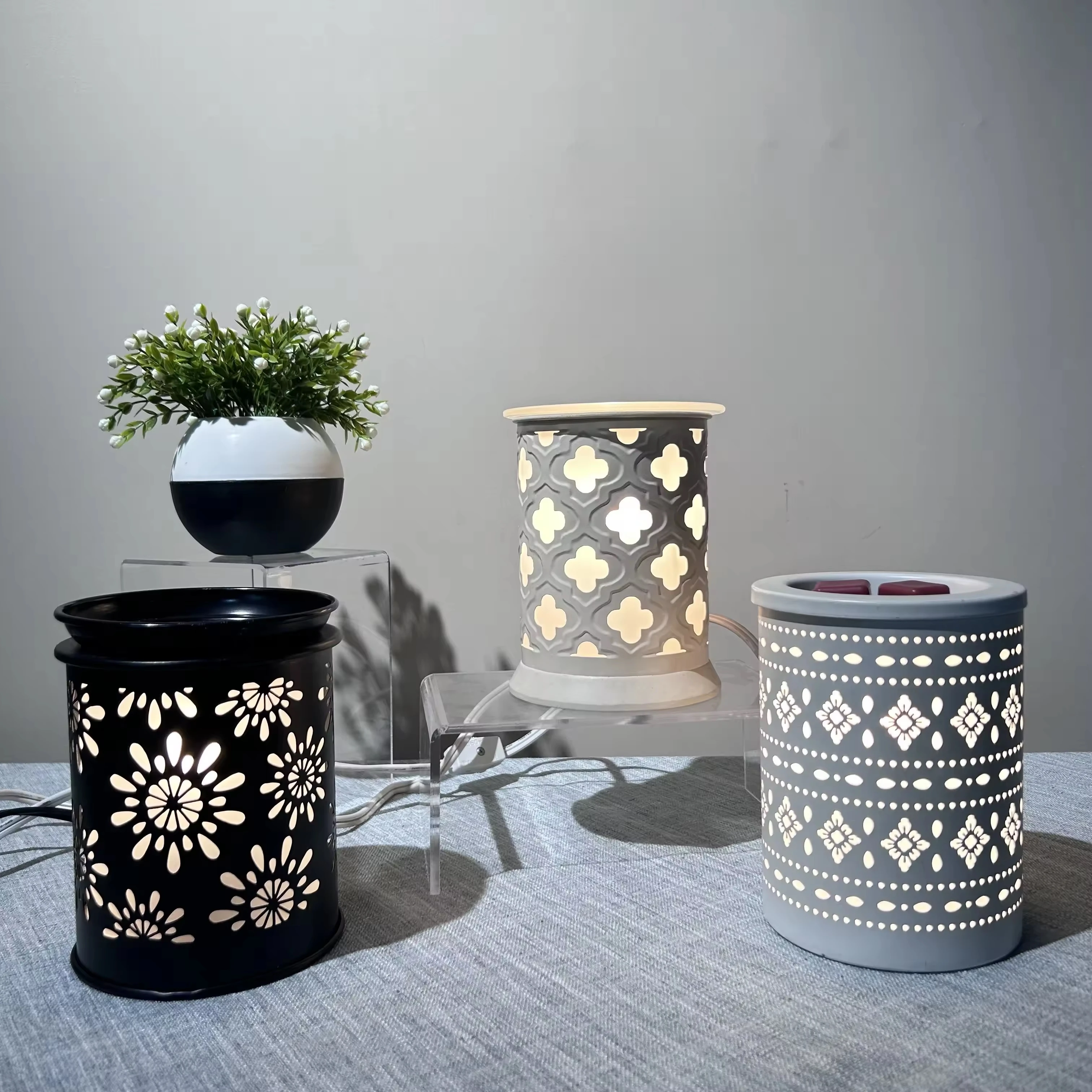 Factory UK/EU/US plug round wax warmer home use perfume scents fragrance metal heating element wax warmer wax paraffin warmer